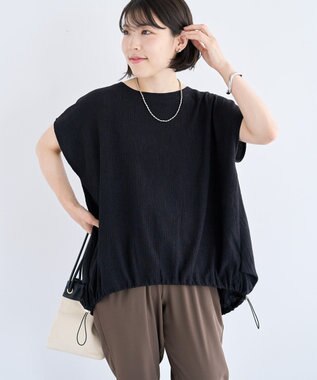 Green Parks 表面カット裾ドロストプルオーバー Red