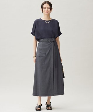 自由区 【カタログ掲載・接触冷感・UVカット・洗える】デニムライクボトムフレア スカート インディゴ