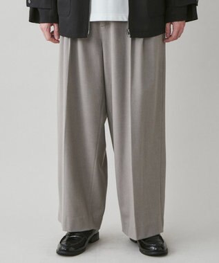 WEGO 起毛TR ワイドストレートスラックス 杢グレー