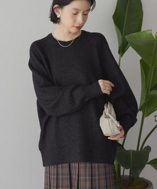 AMERICAN HOLIC ラグランラメニットプルオーバー Black