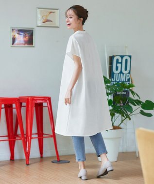 Tiaclasse リネンミックススキッパーシャツワンピース オフホワイト