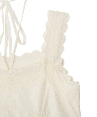 earth music&ecology 総レースホルターネックキャミソール Off White