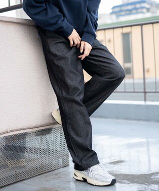 WEGO 【ウエストゴム/SMLサイズ展開】デニムイージーストレートパンツ2 ブラック