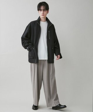 WEGO 起毛TR ワイドストレートスラックス 杢グレー