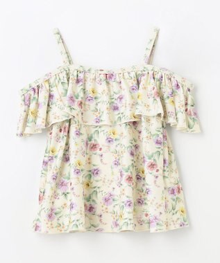 ANY KIDS 花柄×ドット柄 セパレート 水着 オフ花柄×ラベンダードット