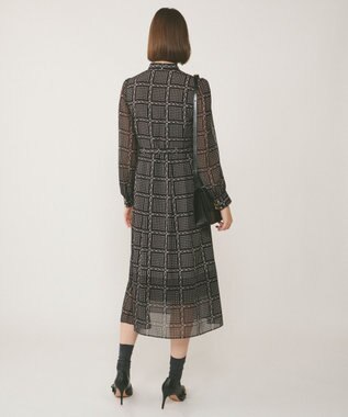 GRACE CONTINENTAL チェーンチェックプリントワンピース ブラック