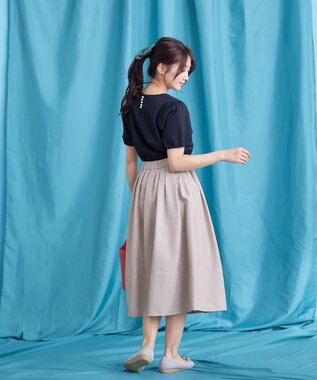 Tiaclasse 【UVケア・接触冷感】“あまラク” タックパフスリーブカットソートップス ネイビー