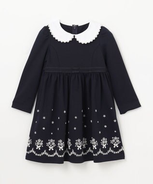 ANY KIDS 襟付き 長袖 ワンピース ネイビー