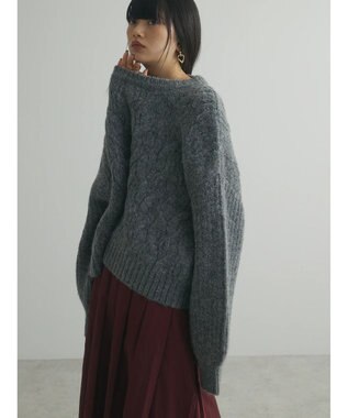 Green Parks armonia. ケーブルニットプルオーバー Charcoal Gray