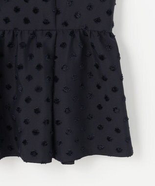 #Newans 【洗濯機可】ジャガ―ドドットペプラムブラウス ネイビー