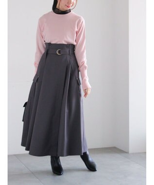 Te chichi カーゴフレアスカート チャコールグレー