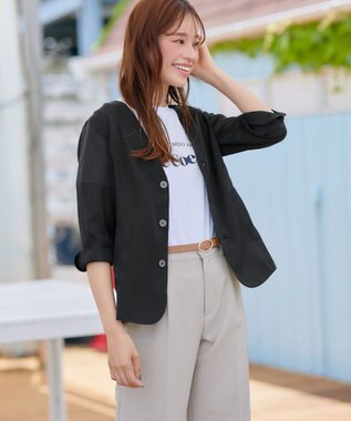 Tiaclasse 【洗える】 シアーカラーレスジャケット ブラック