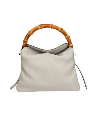 INTER-CHAUSSURES 【LORISTELLA】バンブーハンドルソフトレザーハンドバッグ ライトグレー