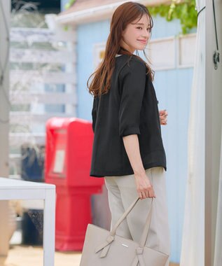 Tiaclasse 【洗える】 シアーカラーレスジャケット ブラック