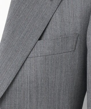 GOTAIRIKU 【御幸毛織】ドライスピナーツイルストレッチスーツ_グレーストライプ ライトグレー系1