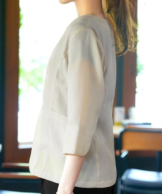 Tiaclasse 【洗える】 シアーカラーレスジャケット ベージュ