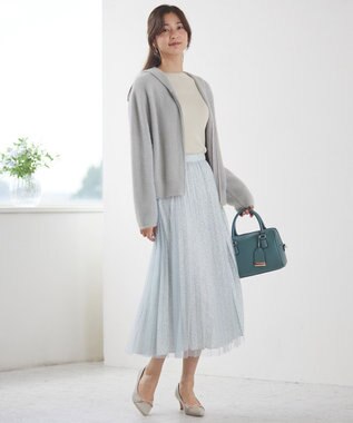 ANY SIS 【洗える】チュールレイヤードプリーツ スカート グレー