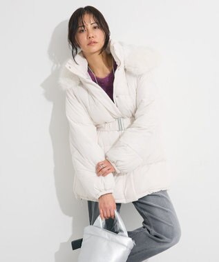 Green Parks ・ｓｗｉｎｇ　ｂｙ　ファイバーダウンベルト付コート Ivory