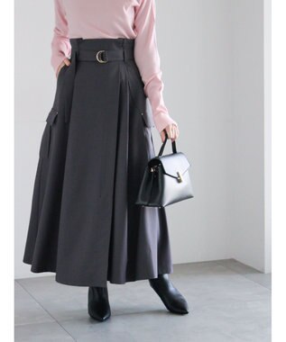 Te chichi カーゴフレアスカート チャコールグレー