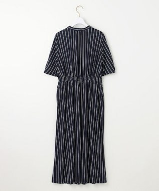 ANY SIS 【接触冷感・吸水速乾・UVケア】エアリードレープスムース ワンピース ネイビーストライプ