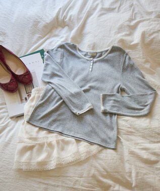 earth music&ecology 【WEB限定】アイレットジャカードタイトプルオーバー Gray