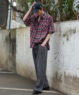 WEGO タックワイドストレートデニム デニムブラックソノタ