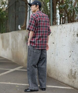 WEGO タックワイドストレートデニム デニムブラックソノタ