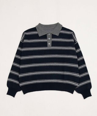 WEGO ポロニットプルオーバー ブルーボーダー