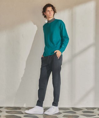 23区GOLF 【23Fondation/MEN】【吸水速乾・UVケア】バイカラー 長袖モックネックシャツ グリーン系