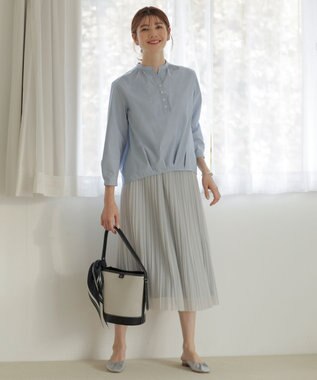 J.PRESS LADIES L 【洗える】オーガンジートリコット プリーツ スカート ライトグレー系