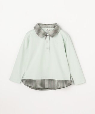 組曲 KIDS 【110-140㎝】 ミニチェック レイヤードトップス ミント