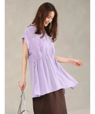 Green Parks ウエストドロストフレンチスリーブチュニック Purple