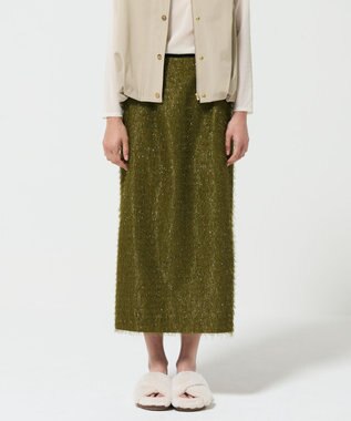 GRACE CONTINENTAL フリンジジャガードタイトスカート カーキ