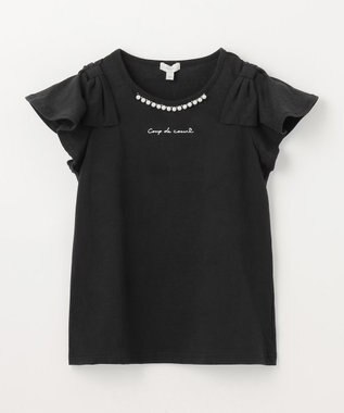 ANY KIDS パール リボン Tシャツ ブラック
