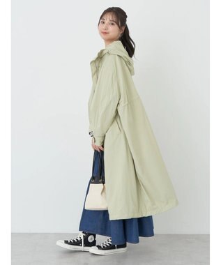 earth music&ecology テックフードロングコート Light Khaki