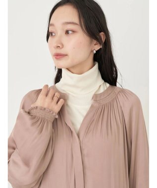 earth music&ecology サテンティアードワンピース Beige