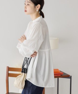 AMERICAN HOLIC バンドカラーピンタックブラウス Off White