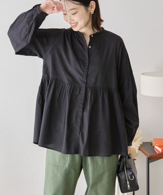 AMERICAN HOLIC バンドカラーピンタックブラウス Black