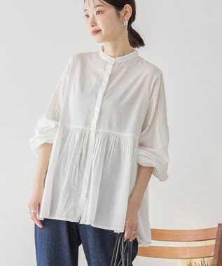 AMERICAN HOLIC バンドカラーピンタックブラウス Off White