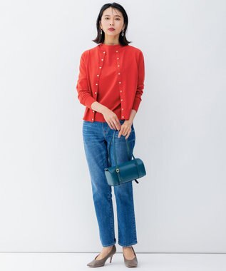 23区 S 【アンサンブル対応】ヴィスコースストレッチ カーディガン レッド系