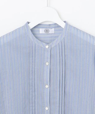 J.PRESS LADIES 【洗える】シアーピンストライプ ブラウスライク カットソー サックスベース系