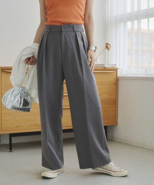 WEGO 【ANGIE VINTAGE/SMLサイズ展開】２タックワイドスラックス 杢グレー