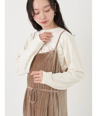 earth music&ecology ベロアプリーツキャミワンピース Beige