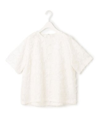 ICB 【洗える】 ヘアリーシアージャカード ブラウス オフホワイト系