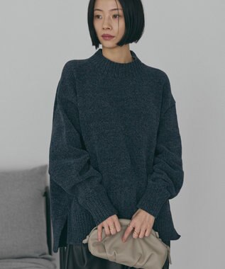 AMERICAN HOLIC ベロアモールニットプルオーバー Charcoal Gray