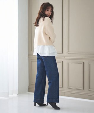 Feroux 【洗える】ラッフルレイヤード ニット アイボリー系