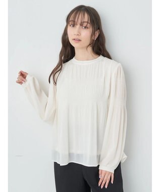 earth music&ecology マジョリカプリーツブラウス Ivory