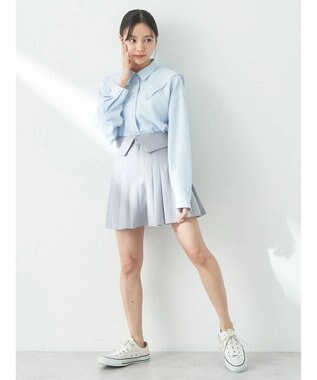 earth music&ecology ダブルカラーシャツ Light Blue