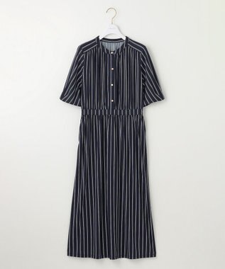 ANY SIS 【接触冷感・吸水速乾・UVケア】エアリードレープスムース ワンピース ネイビーストライプ