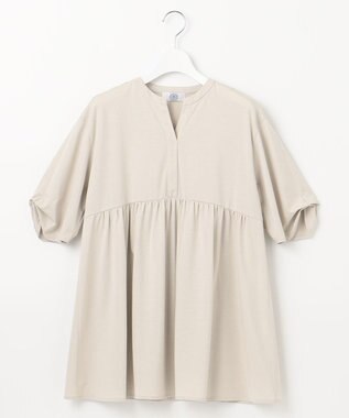 J.PRESS LADIES 【洗える】プレーティング キーネック カットソー ライトグレー系